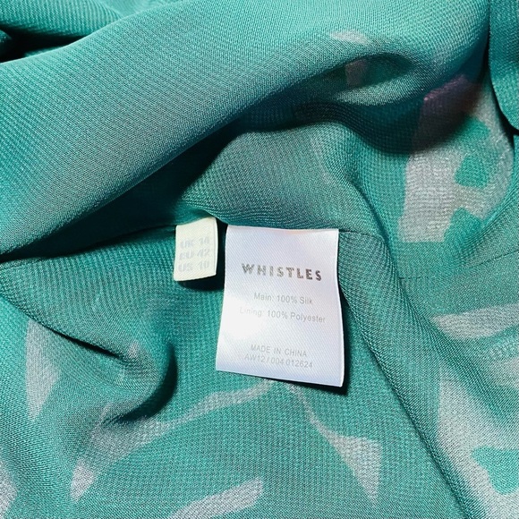 Whistle 100% Silk Green and Pink Sleeveless Shift Mini Dress Sz-10 - Picture 8 of 8